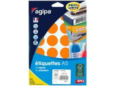 Apli Agipa - Etui A5 - 240 Pastilles adhésives - orange multi-usages - diamètre 30 mm - réf 101824