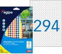 Apli Agipa - Etui A5 - 1764 Pastilles adhésives enlevables - couleurs assorties - diamètre 8 mm - réf 101825