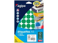 Apli Agipa - Etui A5 - 400 Pastilles vertes - diamètre 24 mm - réf 114321
