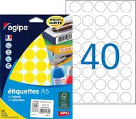 Apli Agipa - Etui A5 - 400 Pastilles jaunes - diamètre 24 mm - réf 114324