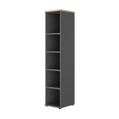 Colonne bibliothèque ouverte CONNEXION - L40 x H187 x P45 - 4 étagères - Chêne/anthracite