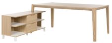 Bureau avec retour ABSOLU - 180 cm - Pieds bois - Chêne structuré