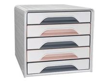 Mineral by CEP - Module de classement 5 tiroirs - blanc/gris orage/rose poudré