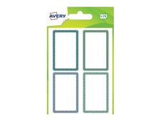 Avery - 24 Étiquettes scolaires - 36 x 56 mm - motifs bleus et verts