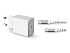 BIGBEN Connected - Force Power Lite - Chargeur secteur pour smartphone - 25W Power Delivry + Cable Renforcé USB C/USB C - Blanc - Garanti à vie