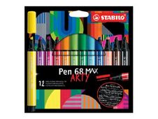 STABILO Pen 68 Max Arty - 12 Feutres pointe large biseautée - couleurs assorties