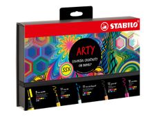 STABILO ARTY Creative Set - Set de stylos et de fineliner à pointe en fibre - 55 pièces