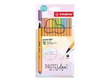 STABILO Point 88 Pastellove- 12 Feutres d'écriture - pointe 0,4 mm - couleurs assorties