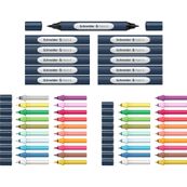 Schneider Paint-It 040 SetTwin Marker - 20 cartouches de recharges à pointe ogive + 21 à pointe pinceau + 11 corps - couleurs assorties