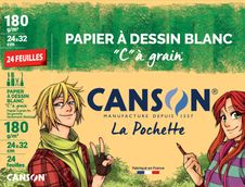 Canson C à grain - Pochette papier à dessin - 24 feuilles - 24 x 32 cm - 180 gr - blanc - édition artiste manga