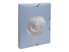 Exacompta Ellipse - Boîte de classement en polypropylène recyclé - Dos 40 mm - Pour 350 feuilles - timbre en or rose - gris, vert céladon, vieux rose