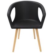 Lot de 4 chaises ONENNA - pieds bois - accoudoirs intégrés - coque noire