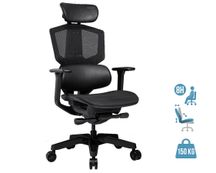 Fauteuil gamer ARGO ONE BLACK- accoudoirs réglables - appuie-tête intégré - noir