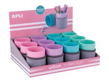 Apli Urban Collection - Pot à crayons: 8 x 15 cm - rond - néoprène - bleu turquoise, mauve, rose, Vert émeraude (pack de 12)