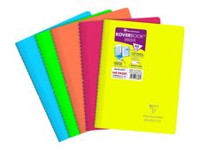 Clairefontaine Koverbook Neon - Cahier polypro A4 (21x29,7 cm) - 160 pages - petits carreaux (5x5 mm) + marge - disponible dans différentes couleurs