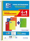 Pack 4+1 cuadernos folio ted school w&e 80 hojas 1linea colores vivos