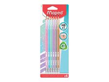 Maped Black'Peps - 6 Crayons graphite HB - Avec gomme