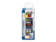 STAEDTLER Lumocolor 344 - Pack de 4 marqueurs craie liquide - Pointe ogive 2,4mm - Couleurs assorties