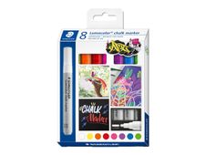 STAEDTLER Lumocolor 344 - Pack de 8 marqueurs craie liquide - Pointe ogive 2,4mm - Couleurs assorties