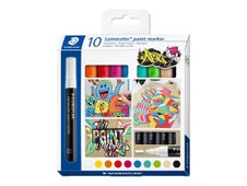 STAEDTLER Lumocolor 349 - Pack de 10 marqueurs peinture liquide - Pointe 2,4 mm - Couleurs assorties