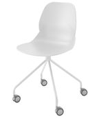 Chaise EASY - avec roulette - Blanc