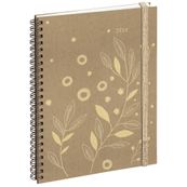 Agenda spiralé Végétal Pratic S - 1 semaine sur 2 pages - 14 x 18 cm - kraft - Exacompta