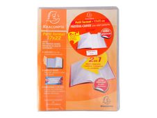 Exacompta Kover - Protège cahier avec rabats-pochettes - 17 x 22 cm - Incolore translucide