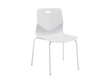 Chaise TECSEAT - Empilable - coque en polypropylène blanc - pieds métal blanc