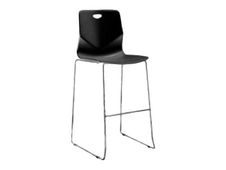 Tabouret TECSUP - Empilable - coque en polypropylène noir - pieds chromés fenêtre