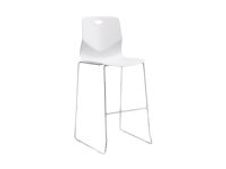 Tabouret TECSUP - Empilable - coque en polypropylène blanc - pieds chromés fenêtre