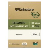 Recambios de papel A4 100h 90g liso uninature