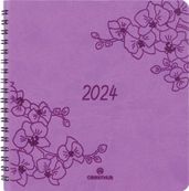 Agenda à spirale Primrose - 1 semaine sur 2 pages - 16 x 16 cm - lilas - Oberthur