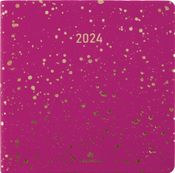 Agenda Céleste - 1 semaine sur 2 pages - 16 x 16 cm - fuchsia/or - Oberthur