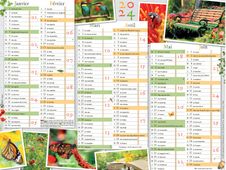 Calendrier Jardin calme - 6 mois par face - 40,5 x 55 cm - Oberthur