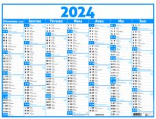 Calendrier Classique - 7 mois par face - 21 x 26,5 cm - bleu - Oberthur