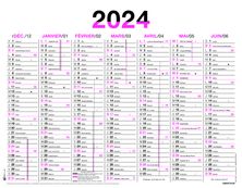 Calendrier Fluo - 7 mois par face - 32 x 42 cm - rose - Oberthur