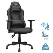 Fauteuil gamer FUSION S Black - accoudoirs réglables - appui-tête intégré - noir
