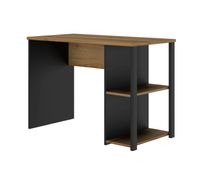 Bureau SOAN avec 2 tablettes - L107 x H 75 x P 56 cm - imitation chêne Helvezia et noir
