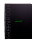 RhodiActive Greenbook - Cahier à spirale 100% recyclé - A4+ (22,5 x 29,7 cm) - 160 pages 90 g/m² - petits carreaux (5x5 mm) - noir
