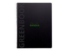 RhodiActive Greenbook - Cahier à spirale 100% recyclé - A4+ (22,5 x 29,7 cm) - 160 pages 90 g/m² - ligné - noir