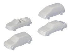 Schulcz - Lot de 4 voitures blanches pour maquette - 1:100 - 41-46 mm