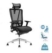 Fauteuil de bureau VASEAT - accoudoirs réglables - appui-tête intégré - assise en tissu - noir