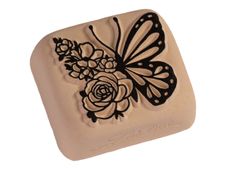 LaDot - Pierre pour tatouage éphémère - en céramique - taille L (4 x 5 cm) - rose et papillon