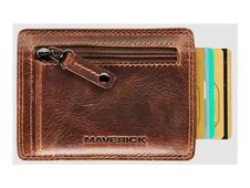 Maverick The Original - Portefeuille - slim RFID - cuir de vachette pleine fleur tanné végétal - brun