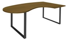 Bureau LOFTER Manager arrondi - retour à droite - L200 cm - Plateau imitation noyer - Pied carbone (Pied de renfort obligatoire à rajouter - non inclus)