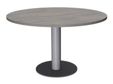 Table de réunion ronde - diam 100 cm - pieds tulipe alu - plateau imitation chêne gris