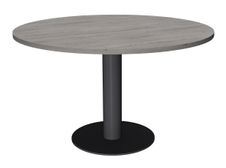 Table de réunion ronde - diam 100 cm - pieds tulipe anthracite - plateau imitation chêne gris