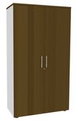 Armoire haute IDRA/DUAL - H180 x L80 x P47 - 2 portes - Corps blanc - Portes et dessus imitation noyer