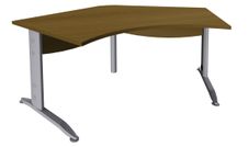 Bureau symétrique 120° IDRA - L185 cm - pieds alu - plateau imitation noyer