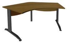 Bureau symétrique 120° IDRA - L185 cm - pieds anthracite - plateau imitation noyer